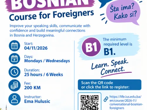 Uslov za registraciju: B1 nivo znanja bosanskog jezika.